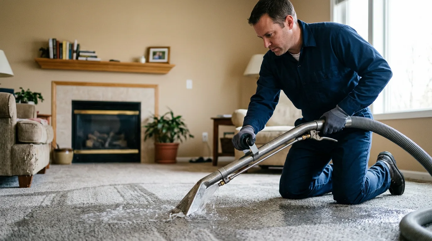 Water damage restoration technician working near Wauregan, CT